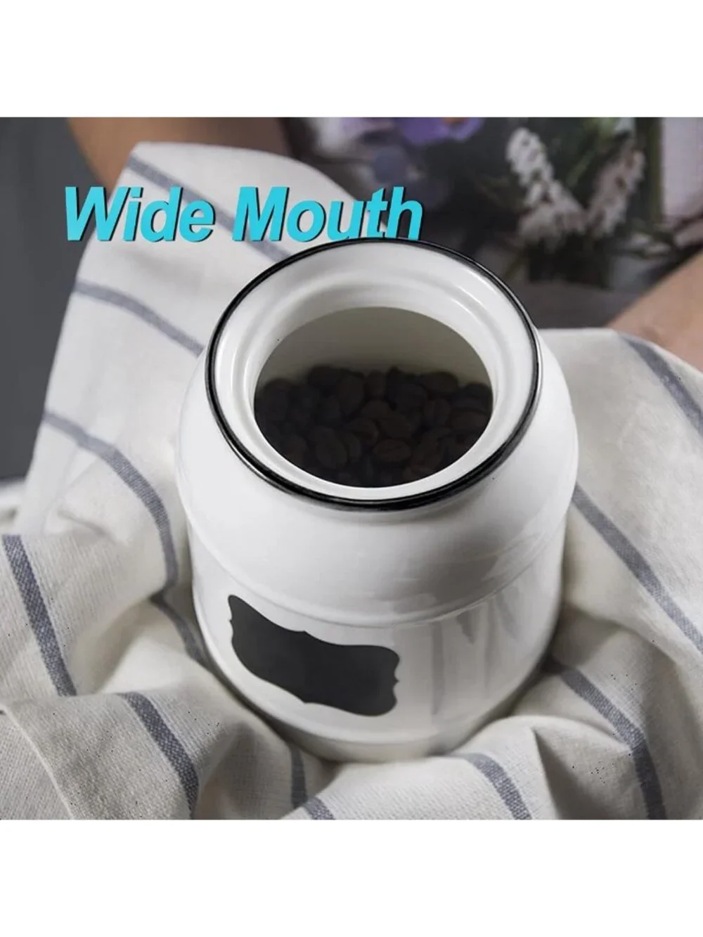Large 9-Cup Ceramic Storage Jar with Airtight Lid | White Porcelain for Kitchen